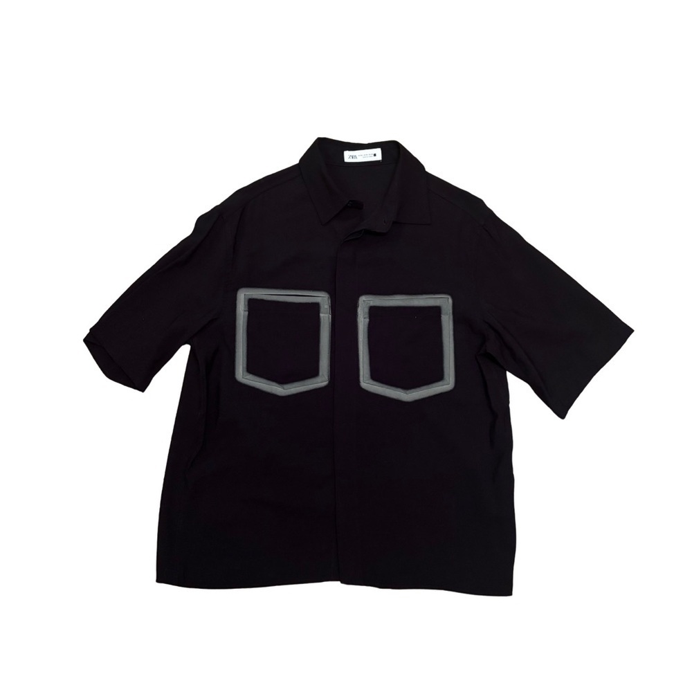Zara Black Short Sleeve Shirt with Gray Accents